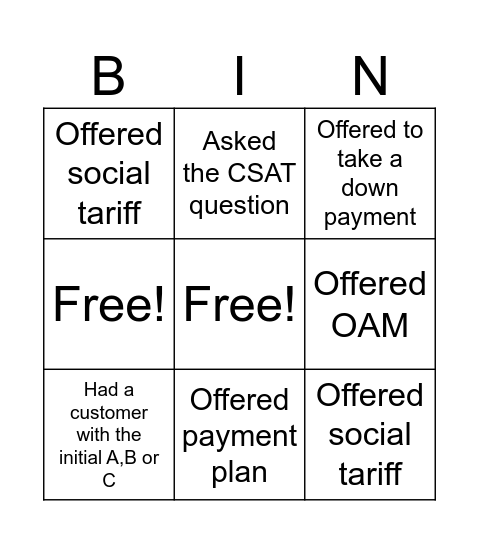 Untitled Bingo Card