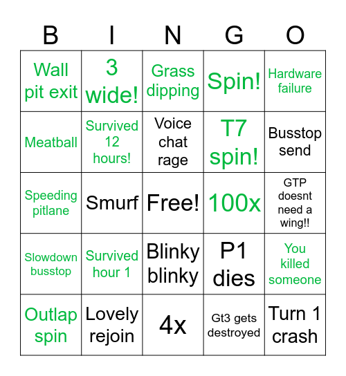 24h daytona BINGO Card