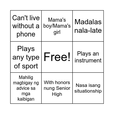 Human BINGO! Bingo Card