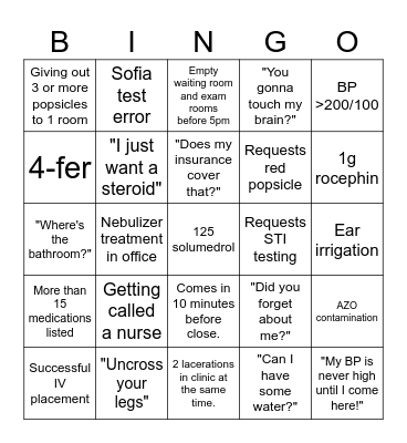 Medical Assistant Bingo Card