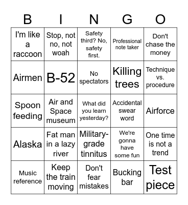 4th Semester Bingo Card