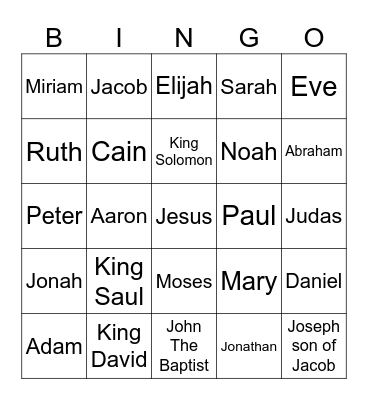 Bible Bingo # 1 Bingo Card