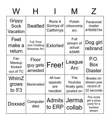 WHIMSIEZ 2024 BINGO Card