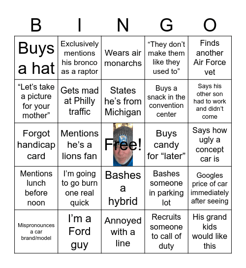 Barry Car Show Bingo Card