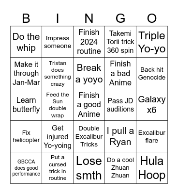 Yo-yo/ Misc Bingo Card