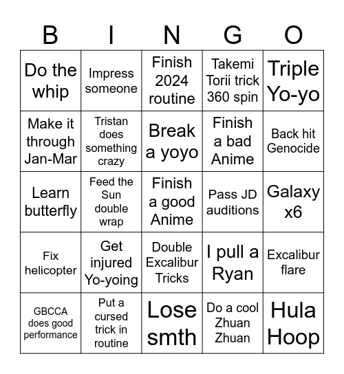 Yo-yo/ Misc Bingo Card