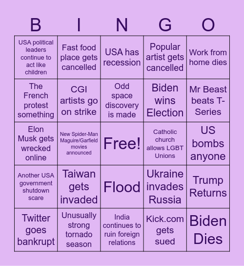 2024 Bingo! Bingo Card