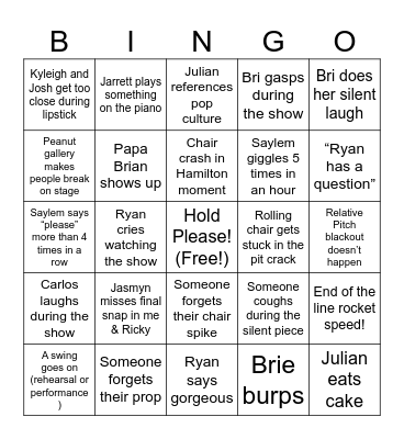 ToR Tech Bingo Card