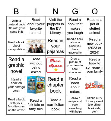 2024 Bay View Summer Reading for Children Bingo Card