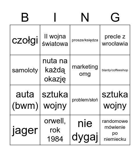 Kuba bingo Card