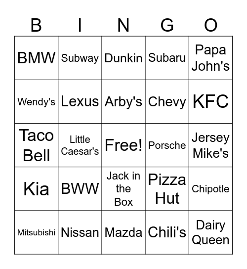 Football Advertiser Bingo Card