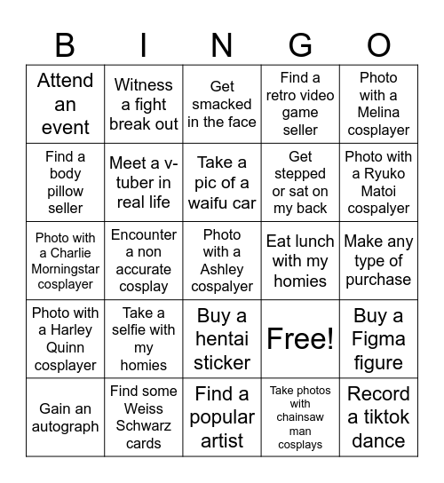 Mega-con 2024 Bingo Card