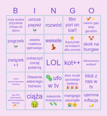 Rok boży 2024 Bingo Card