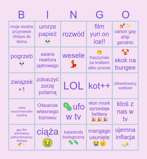 Rok boży 2024 Bingo Card