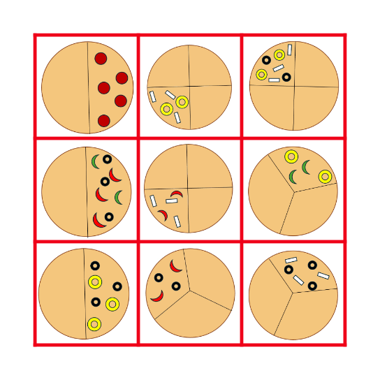 Pizza Fraction Bingo Card