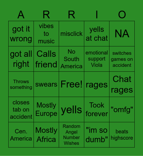 Flags Maniac Bingo Card