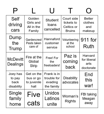 Pluto Aquarius Bingo Card