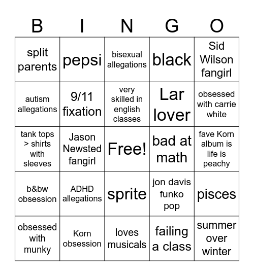 kk bingo Card