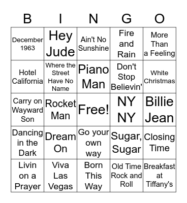 Music Matters Bingo Card