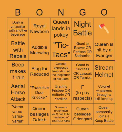 STREAM BONGO! Bingo Card