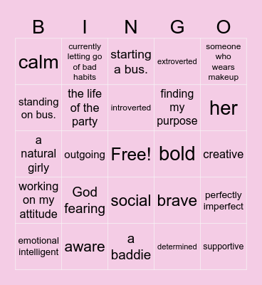 I AM Bingo Card