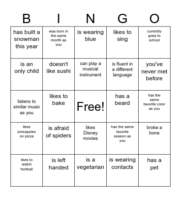 Find Someone Who... Bingo Card