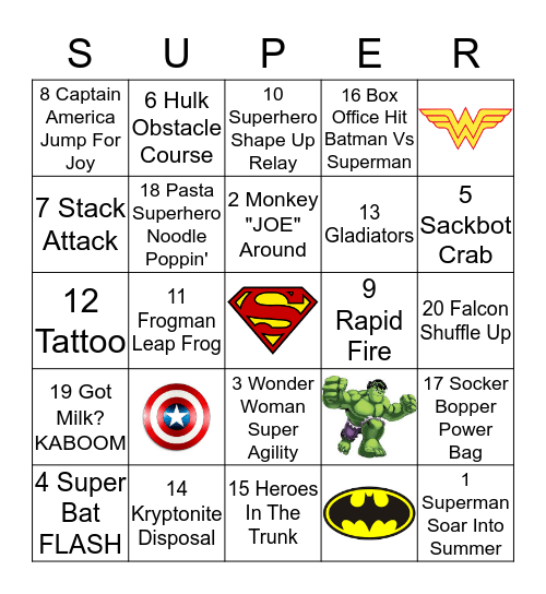 MISSION FIELD DAY 2016 UNLEASH YOUR SUPERPOWERS Bingo Card