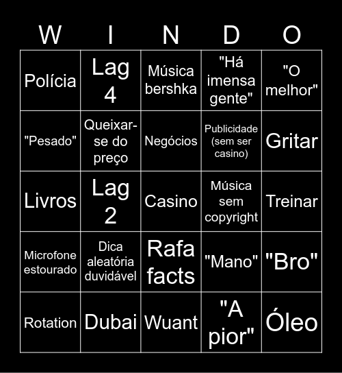 WINDOH BINGO Card