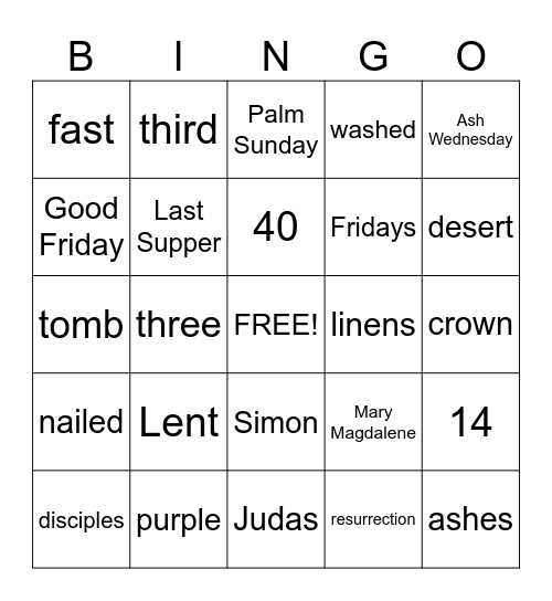 5. Lent Bingo Card
