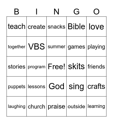 16. VBS BINGO Card