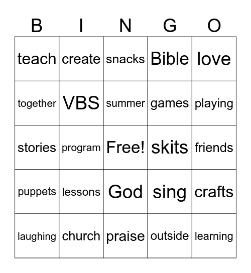 16. VBS BINGO Card