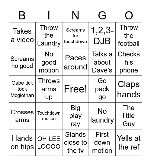 Mark’s Sports Bingo Card Bingo Card