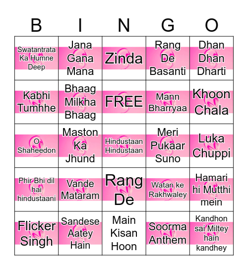 BOLLYWOOD MUSIC Bingo Card