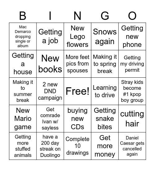 2024 Bingo card Bingo Card
