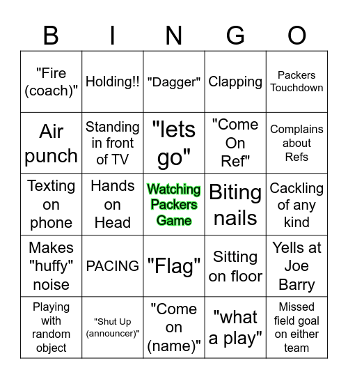 GO PACK GO! Bingo Card