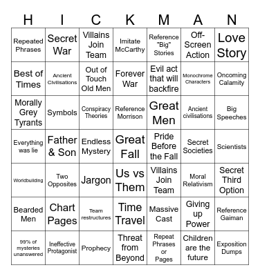 Hickman Bingo Card