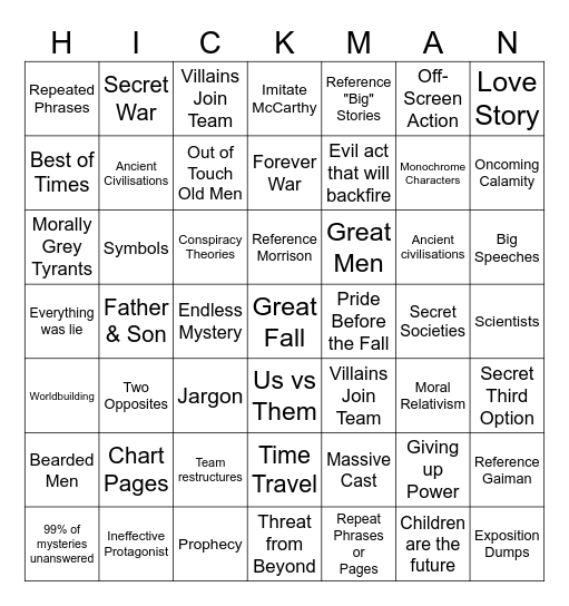 Hickman Bingo Card