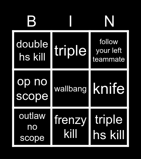 Valorant bingo Card