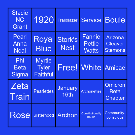 Virtual Founders' Day Game Bingo Card