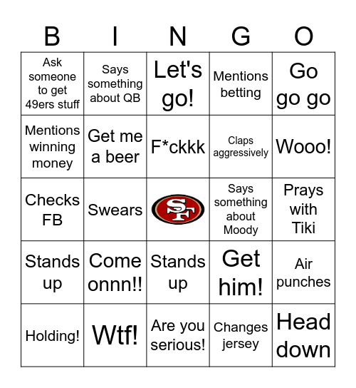 Dads 49ers Bingo Card