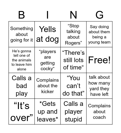 Dad packer bingo Card