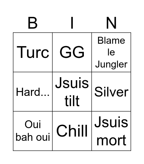Dan et Defq Bingo Card