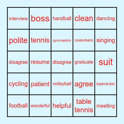 Sports Bingo Card