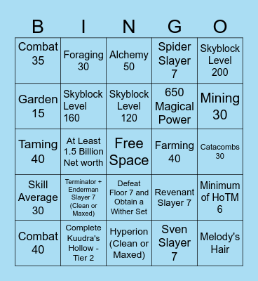 Hypixel Skyblock Bingo Card
