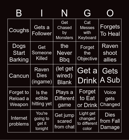 Raven Bingo Board Bingo Card