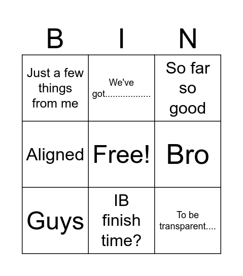 Untitled Bingo Card