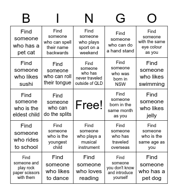 HUMAN BINGO Card