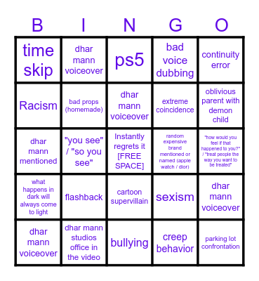 Dhar Mann Bingo v3 Bingo Card