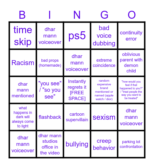 Dhar Mann Bingo v3 Bingo Card