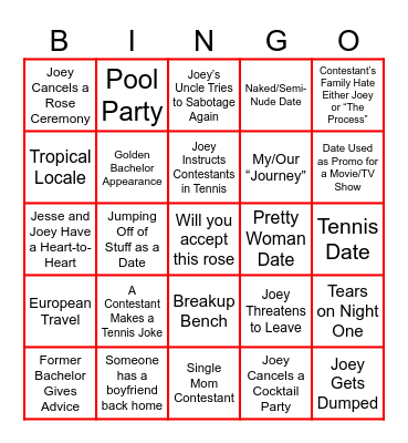 Joey Bingo Card